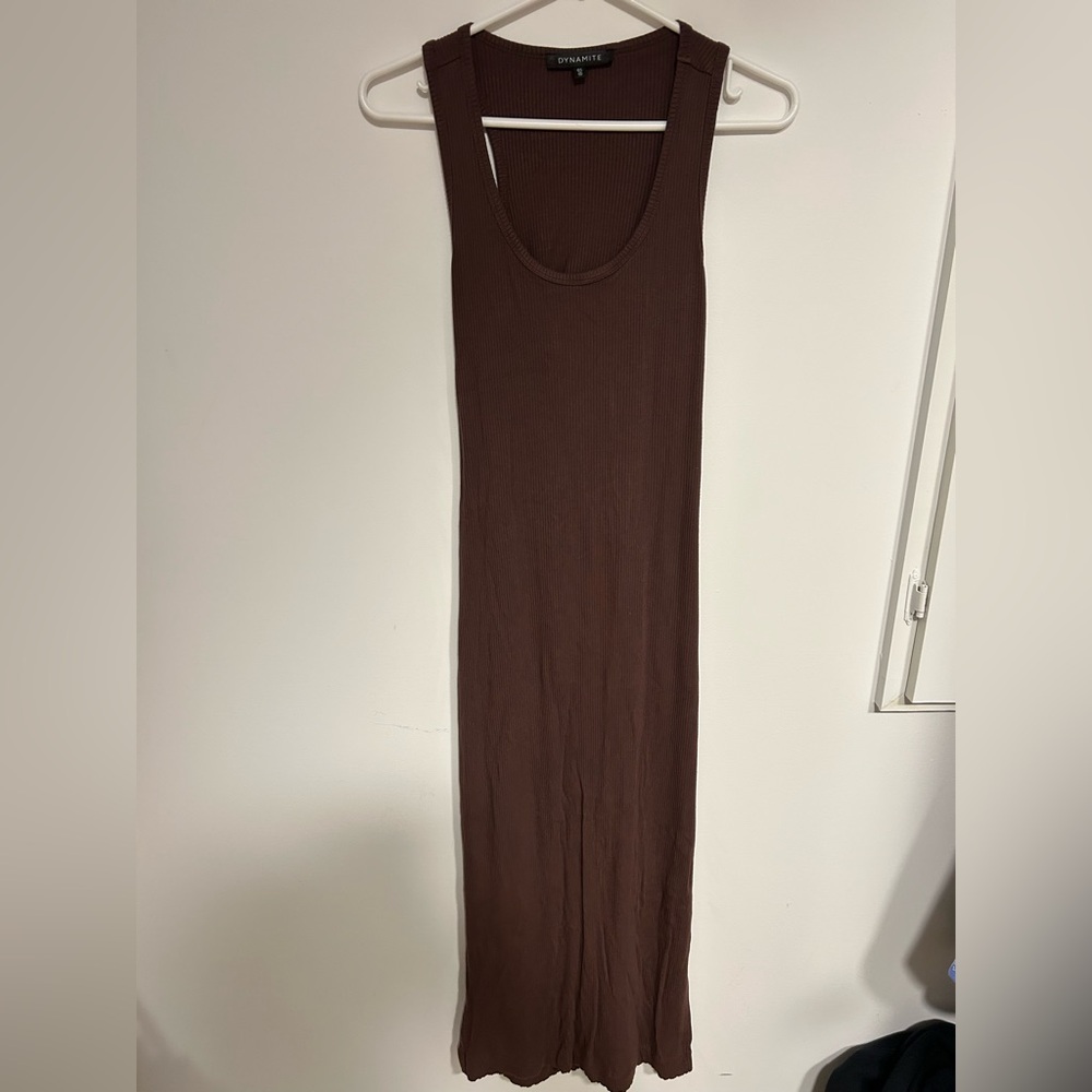 long mocha brown dress